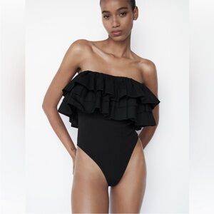 Zara Strapless Ruffled Bodysuit